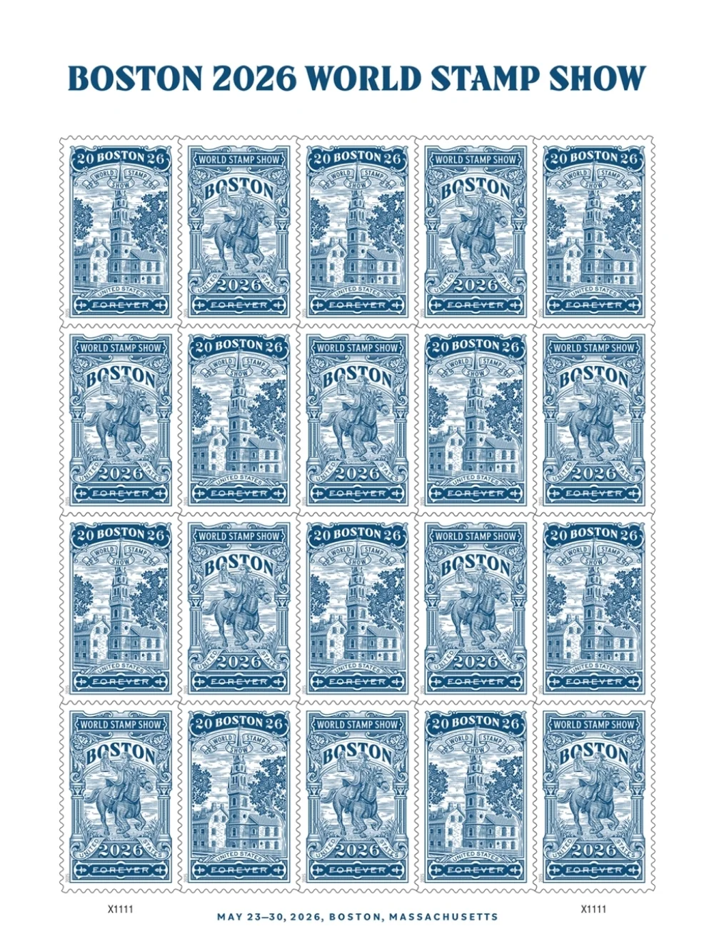 100 Boston 2026 World Stamp Show Forever‎ Postage Stamps US Postal USPS Mailing